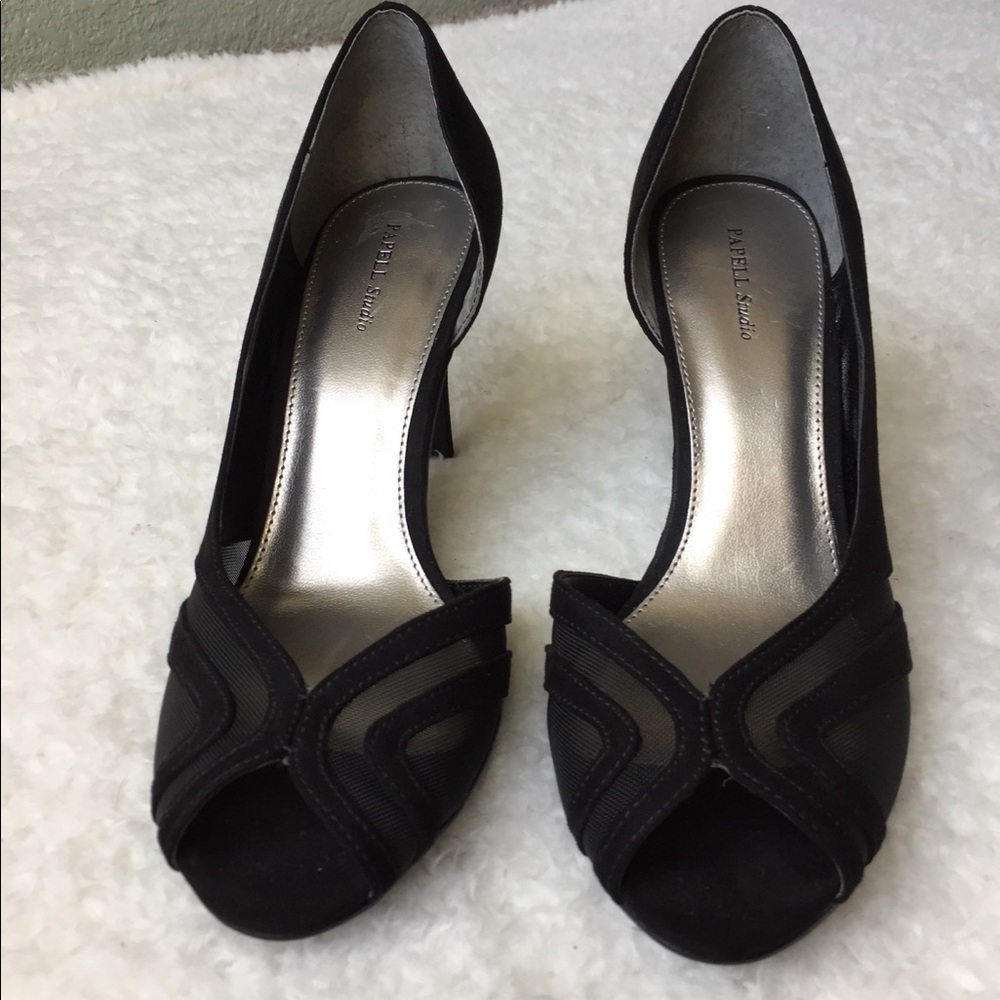 Adrianna Papell Studio Black Peep Toe Heels 8.5